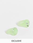 Reclaimed Vintage Inspired Unisex Alien And Ufo Rings In Glow-in-the-dark Green