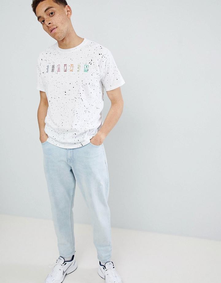 Mennace Color Embroidered T-shirt - White