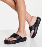 Asos Design Wide Fit Francesca Flatform Sandals In Black