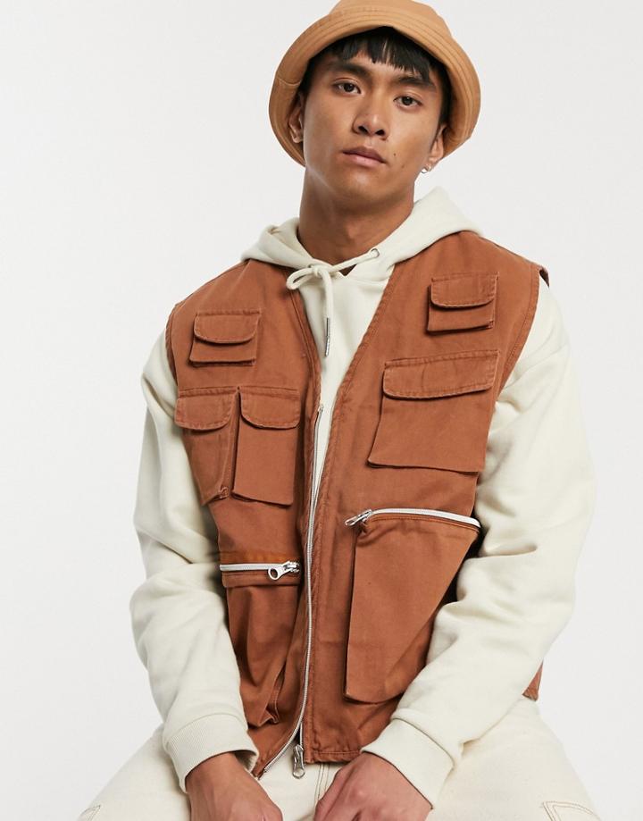 Asos Design Utiity Vest In Tan - Tan