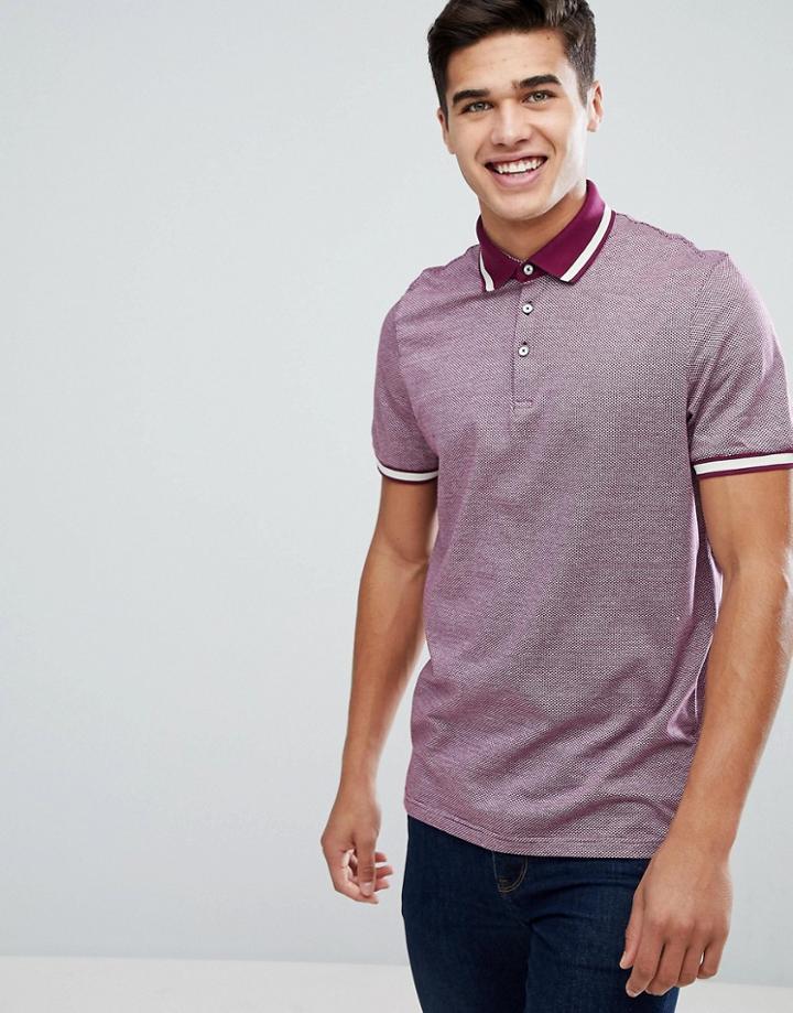 Ted Baker Polo With Contrast Collar - Purple