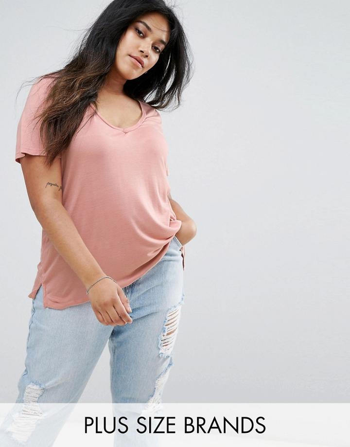 Brave Soul Plus Oversize T-shirt - Pink