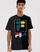 Fila Black Line Aiden Contrast Terry Towelling T-shirt In Black