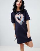 Love Moschino Chalk Heart Dress - Blue
