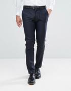 Asos Design Skinny Suit Pants In Navy 100% Wool