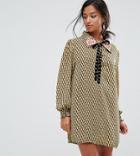 Sister Jane Petite Long Sleeve Dress With Embellished Tie - Yellow