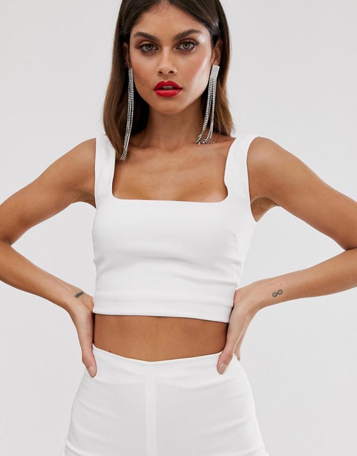 Vesper Square Neck Crop Top Two-piece In White - White