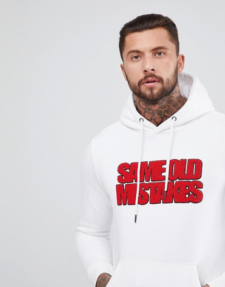 Bershka Slogan Hoodie In White - White