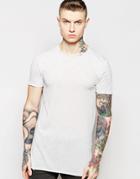 Asos Muscle Longline T-shirt With Raw Neck And Hem In Linen Blend - Gray