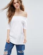 Asos T-shirt In Off Shoulder Boxy Fit - White