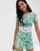 Ax Paris Tropical Print Romper-green