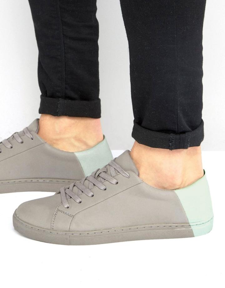 Asos Sneakers In Gray With Contrast Heel - Gray