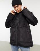 Pull & Bear Padded Pullover Jacket In Black
