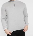Only & Sons Plus Quarter Zip Sweater In Light Gray-grey