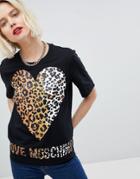 Love Moschino Animal Print Logo T-shirt - Black