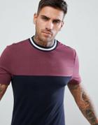 Asos Design T-shirt With Contrast Yoke And Tipping - Multi