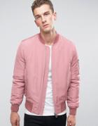 Asos Bomber Jacket With Ma1 Pocket In Pink - Pink