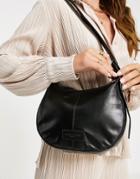 Urbancode Leather Half Moon Shoulder Bag In Black