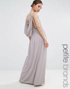 Tfnc Petite Wedding Embellished Drape Back Maxi Dress - Gray