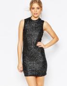 Vero Moda Sequin Body-conscious Highneck Dress - Black