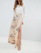 Love & Other Things Floral Open Side Pants - Orange