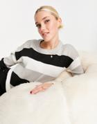 Brave Soul Chess Striped Sweater-multi