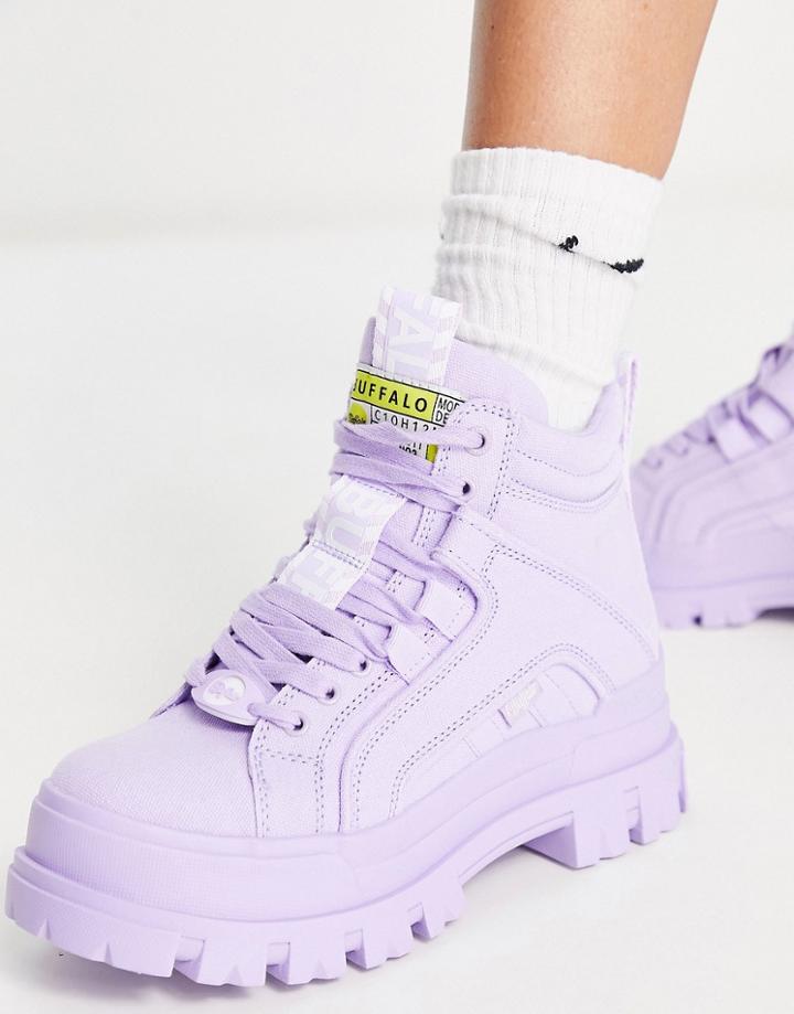Buffalo Aspha Vegan Flat Ankle Boots In Lilac-purple