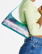 Asos Design Shoulder Bag With Hardware Tabs In Satin Scenic Print-multi