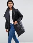 Asos Padded Jacket With Waterfall Front - Black