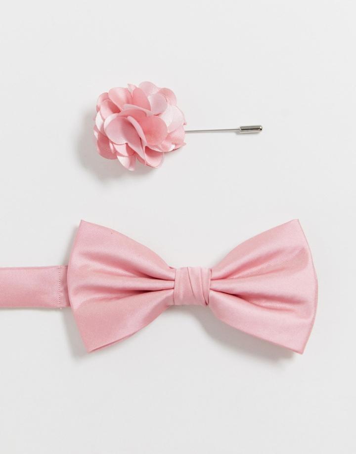 Ben Sherman Bow Tie And Lapel Pin Set - Pink