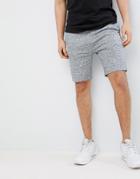 Asos Design Skinny Shorts In Navy Interest Fabric With Contrast Navy Waistband - Navy