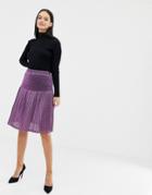 Unique21 High Waisted Pleated Glitter Skirt - Purple