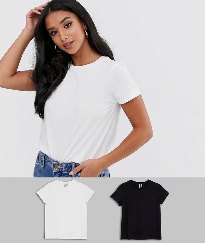 Asos Design Petite Ultimate Organic Cotton Crew Neck T-shirt 2 Pack Save-black
