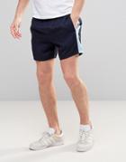 Asos Slim Runner Shorts With Contrast Side Stripe In Navy - Navy