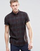 Asos Check Shirt With Pigment Dye In Gray In Regular Fit - Gray