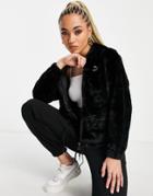 Puma Classics Faux Fur Zip Through Hoodie In Black