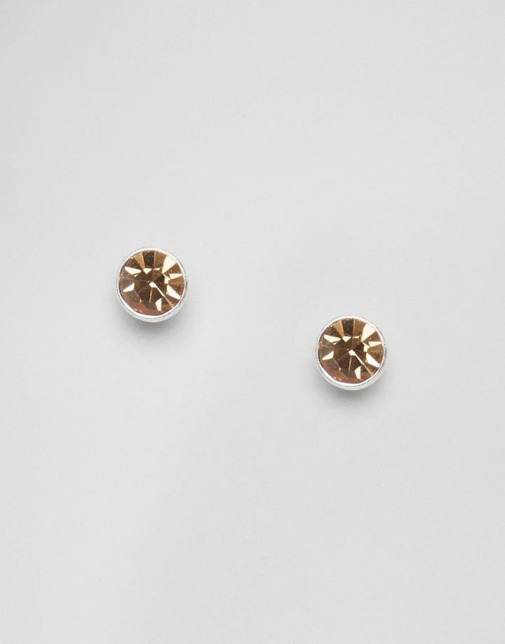 Pilgrim Silver Plated Topaz Gem Stud Earrings - Gold