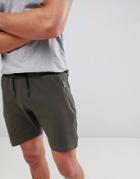 Brave Soul Waffle Jersey Shorts - Green