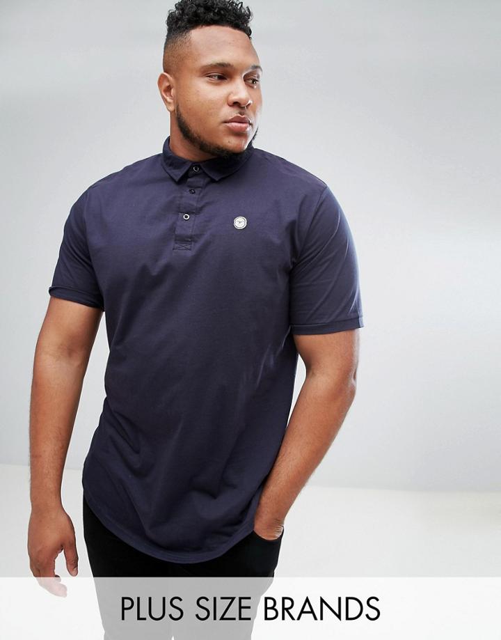 Le Breve Plus Curved Hem Polo With Back Panelling - Navy