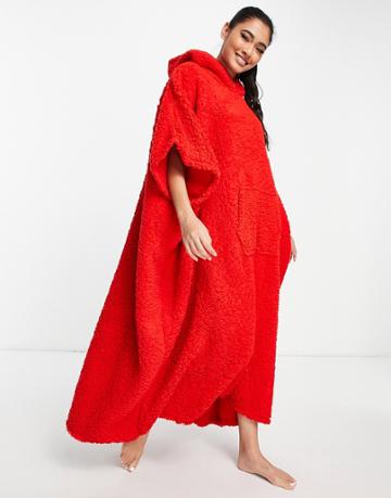 Loungeable Borg Snuggle Hoodie In Red And White