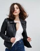 Muubaa Almora Leather Fitted Jacket - Black