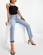 French Connection Mom Jeans In Light Blue Wash-blues