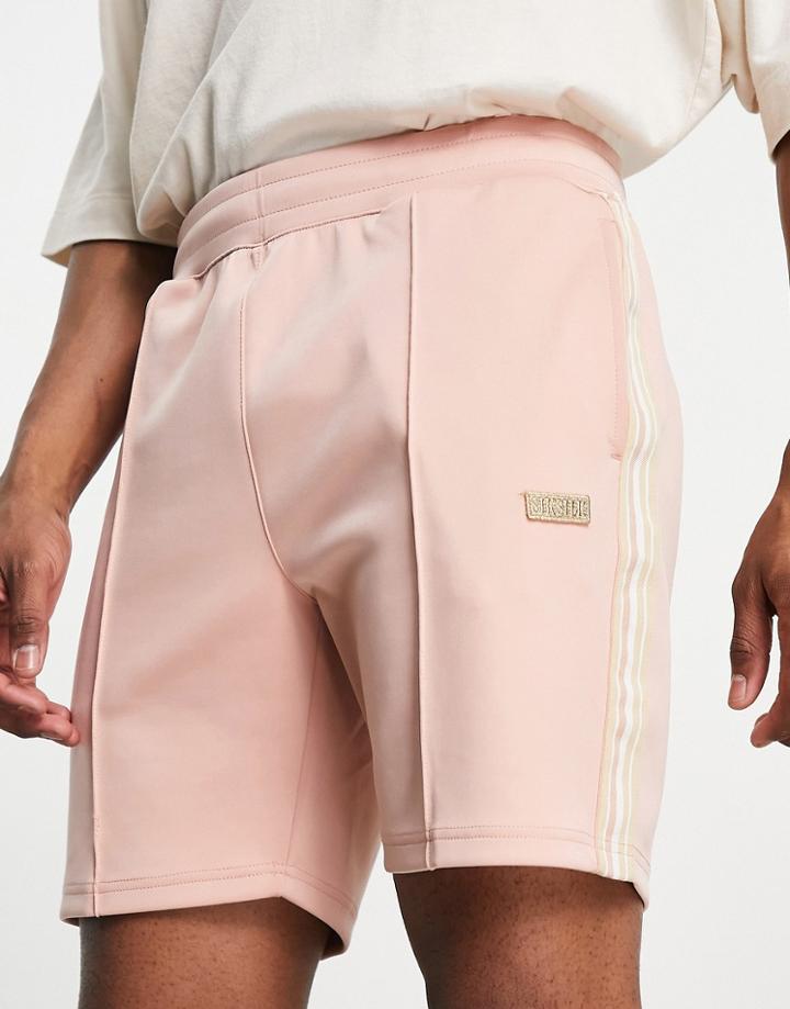 Siksilk Infinite Pleated Shorts In Pale Pink With Side Stripe