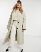 Asos Design Tall Hero Oversized Boyfriend Trench Coat In Stone-green
