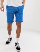 Solid Regular Fit Chino Shorts In Blue - Blue