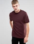 Asos Short Sleeve Sweatshirt In Burgundy - Oxblood