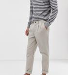 Asos Design Tall Cigarette Chinos With Pleats In Beige