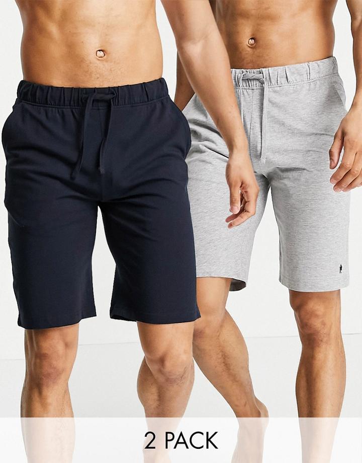 French Connection 2-pack Shorts In Marine And Light Gray Melange-multi