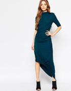 Selected Drape Maxi Dress In Teal - Reflecting Pond