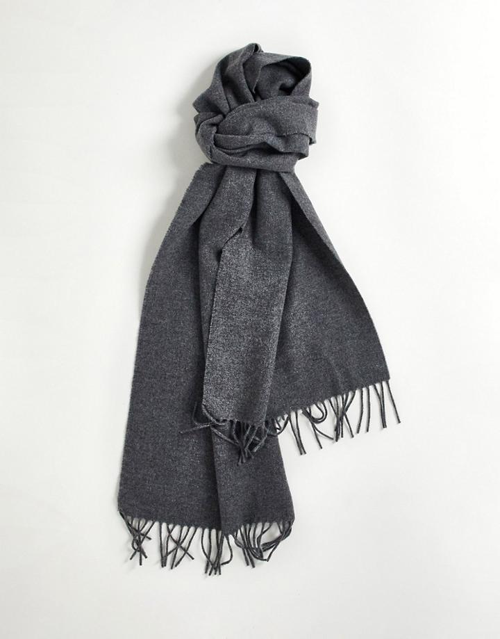 Gant Wool Scarf In Gray With Small Heritage Logo-grey
